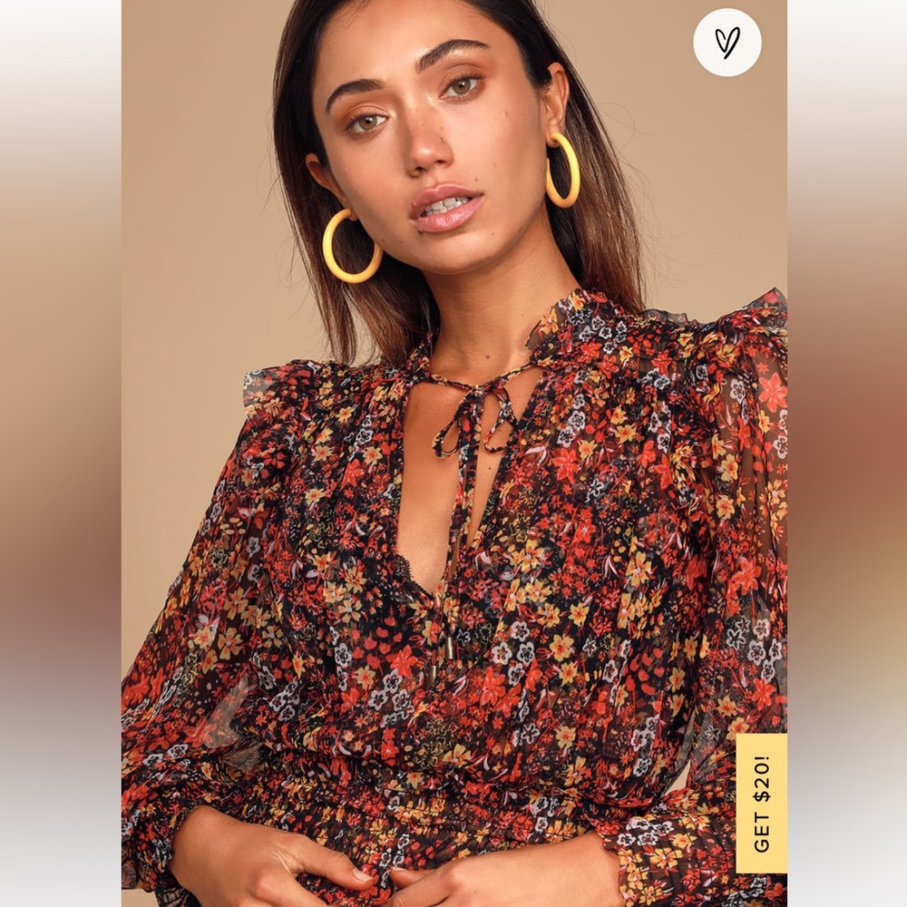 Free People Twyla Sheer Black Top